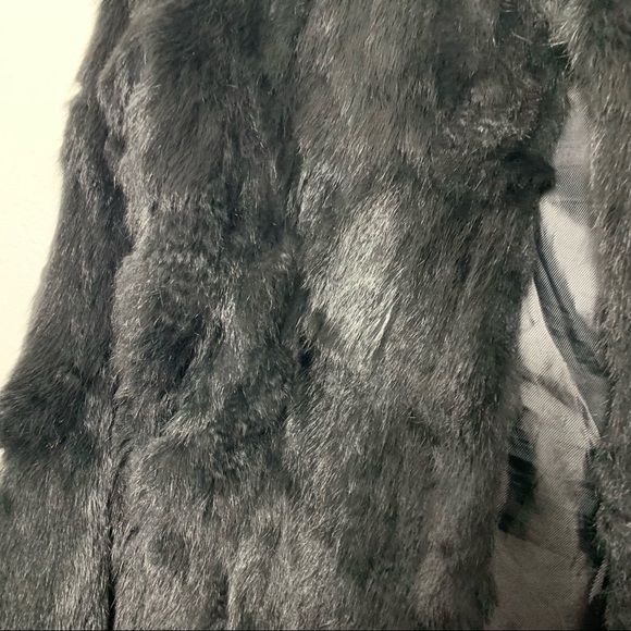 Aqua Black Rabbit Fur Jacket waist Coat - Picture 5 of 8